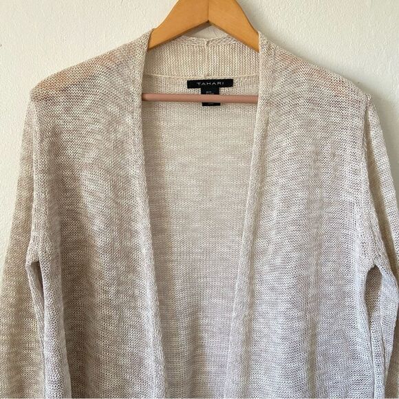 Tahari Cotton/Linen Knit Open Cardigan - Picture 3 of 9
